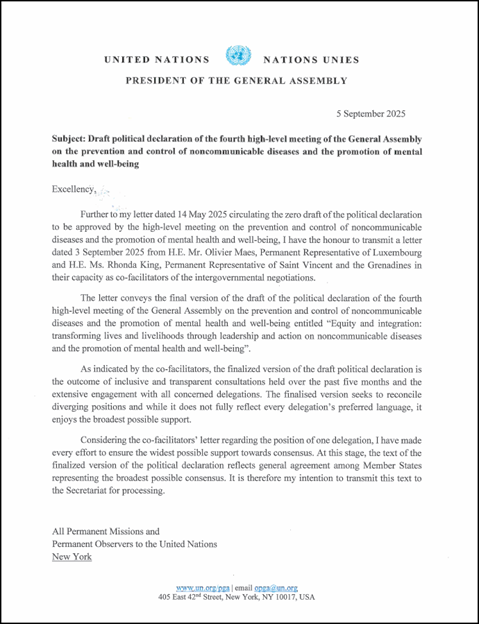 Letter from co-facilitators