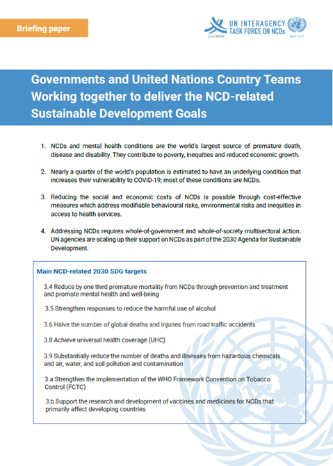 Governments and UN country teams working together to deliver the NCD-related SDGs