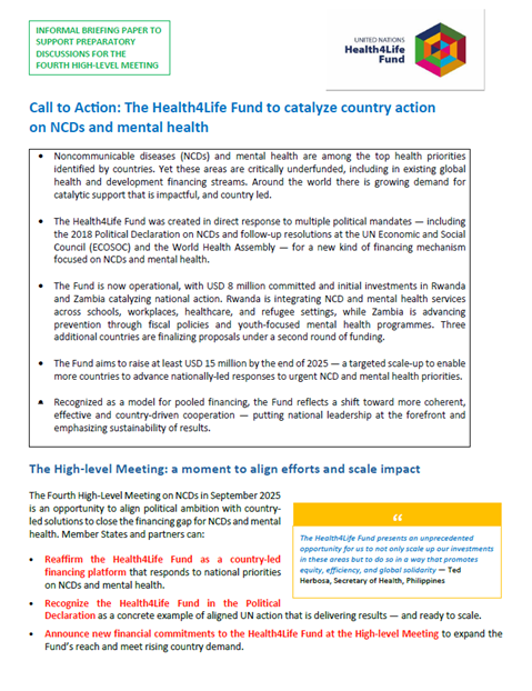 Call to Action: Health4Life Fund