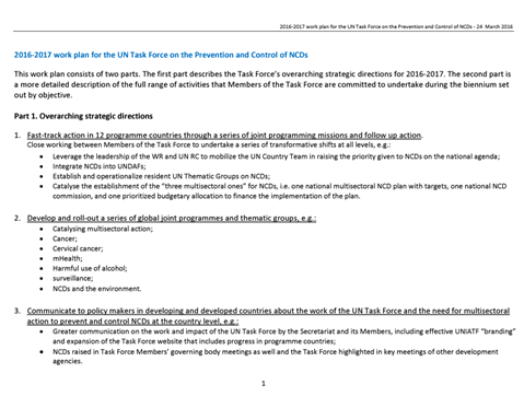 Work plan 2016 – 2017