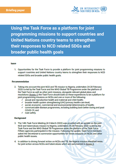 Using the Task Force as a platform for joint programming missions
